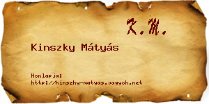 Kinszky Mátyás névjegykártya